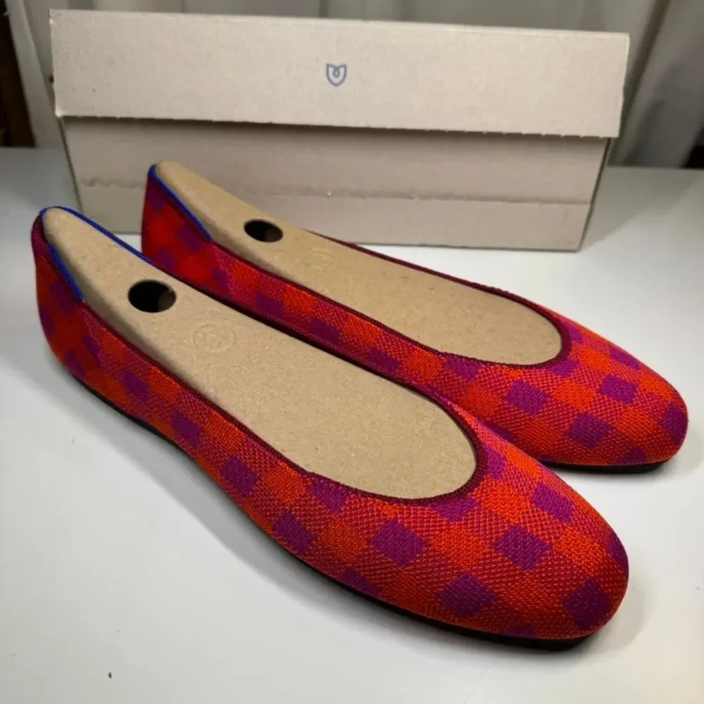 Rothy's The Flat Pomegranate Gingham Retired LE Ballet Flats Women’s 12 NIB